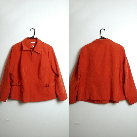 Dressbarn Season Jacket Women's Size 20W Faux Suede Rust Orange - Picture 1 of 16
